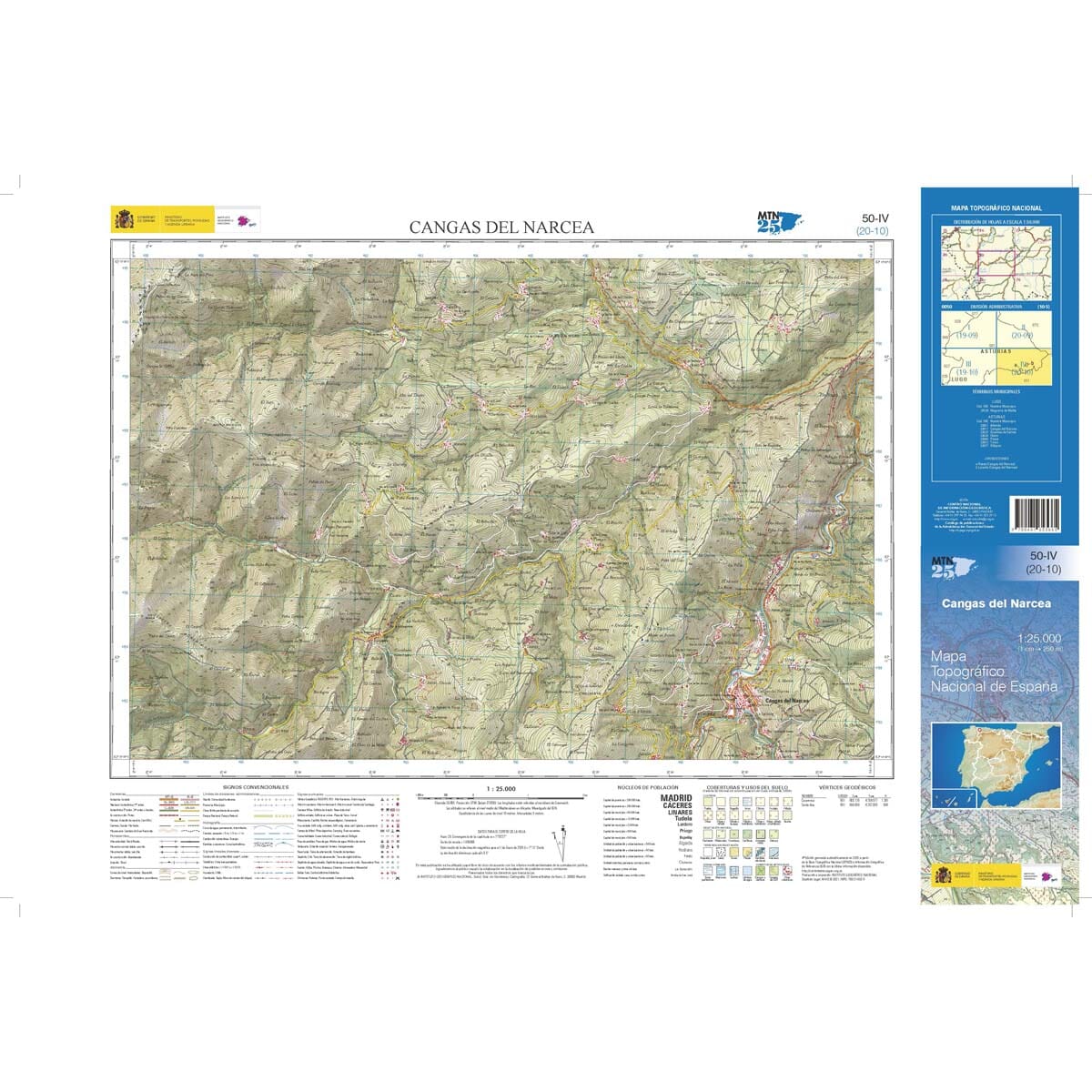 Carte topographique de l'Espagne n° 0050.4 - Cangas del Narcea | CNIG - 1/25 000 carte de randonnée CNIG