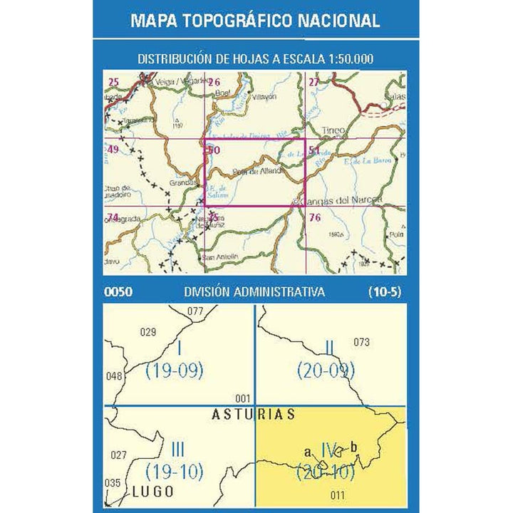 Carte topographique de l'Espagne n° 0050.4 - Cangas del Narcea | CNIG - 1/25 000 carte de randonnée CNIG