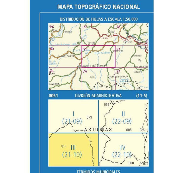 Carte topographique de l'Espagne n° 0051.3 - Tubongu | CNIG - 1/25 000 carte de randonnée CNIG