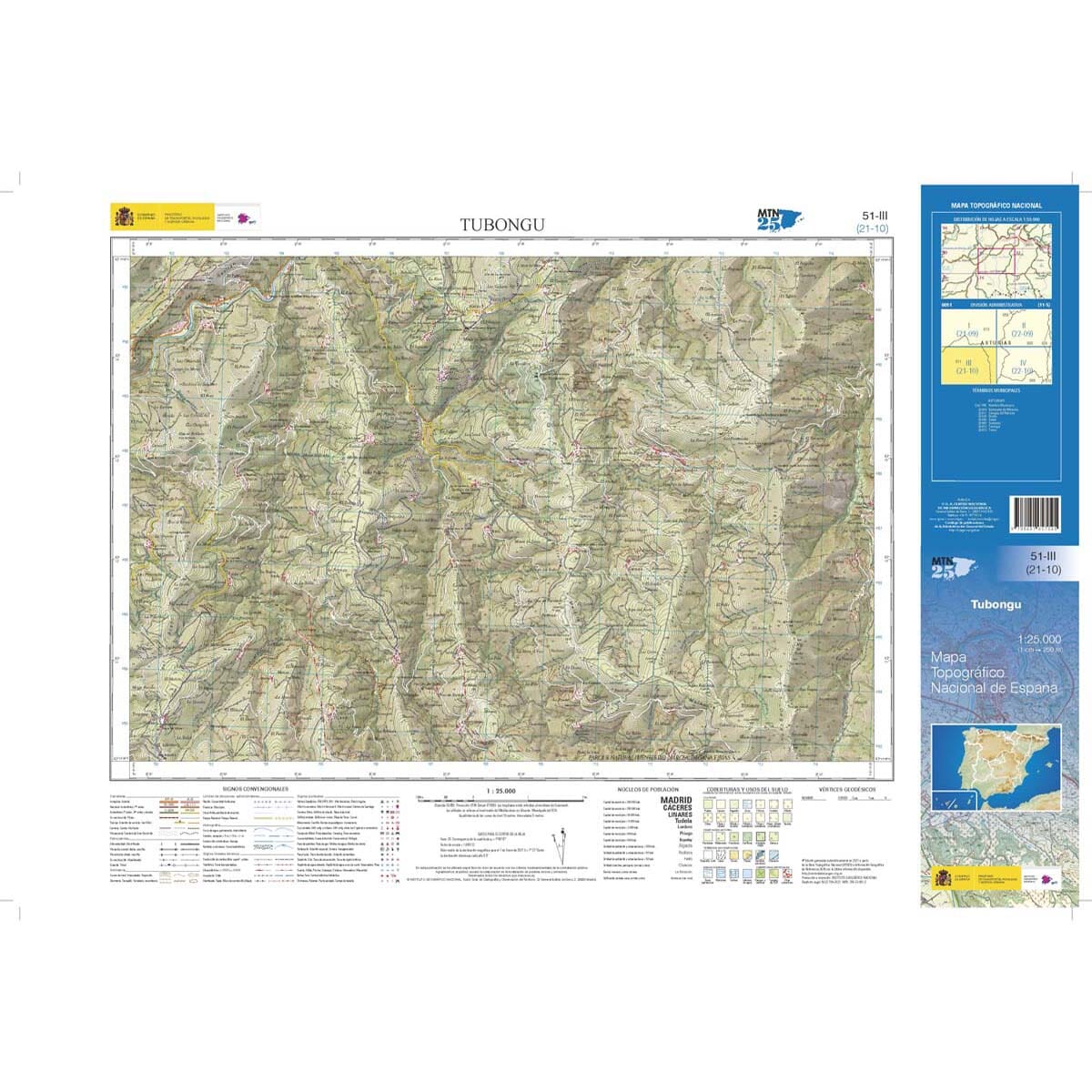 Carte topographique de l'Espagne n° 0051.3 - Tubongu | CNIG - 1/25 000 carte de randonnée CNIG