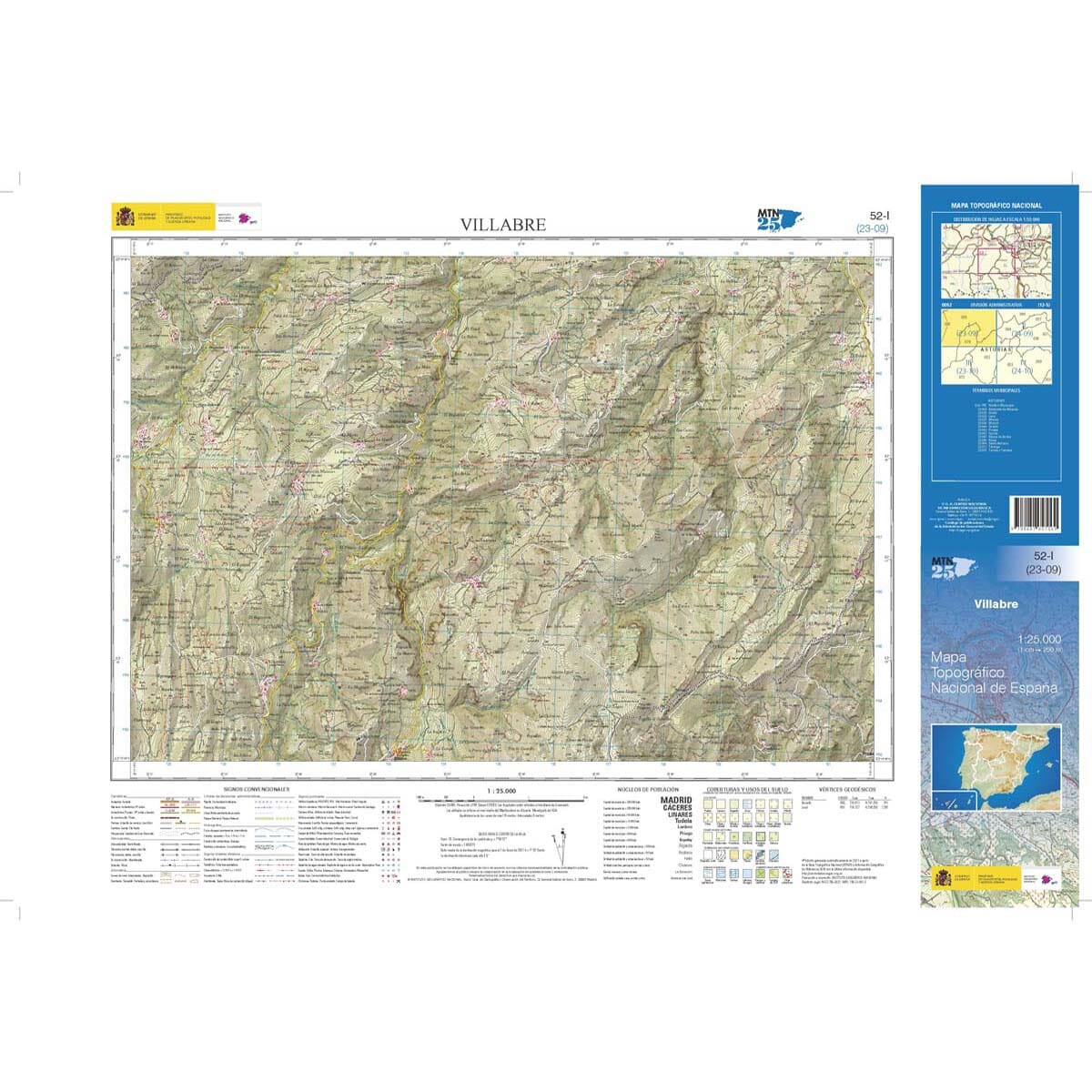 Carte topographique de l'Espagne n° 0052.1 - Villabre | CNIG - 1/25 000 carte de randonnée CNIG
