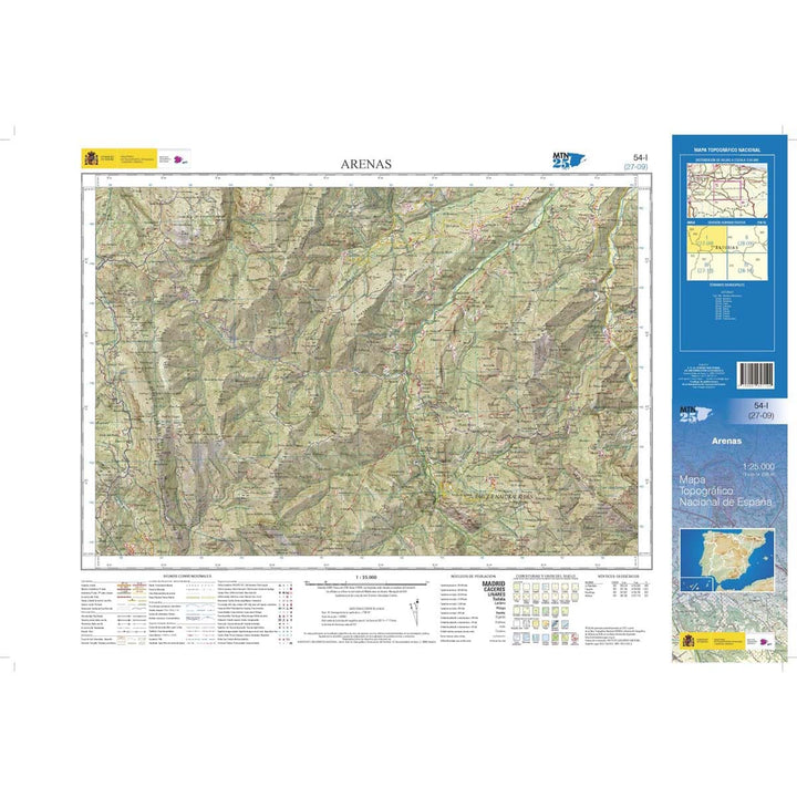 Carte topographique de l'Espagne n° 0054.1 - Arenas | CNIG - 1/25 000 carte de randonnée CNIG