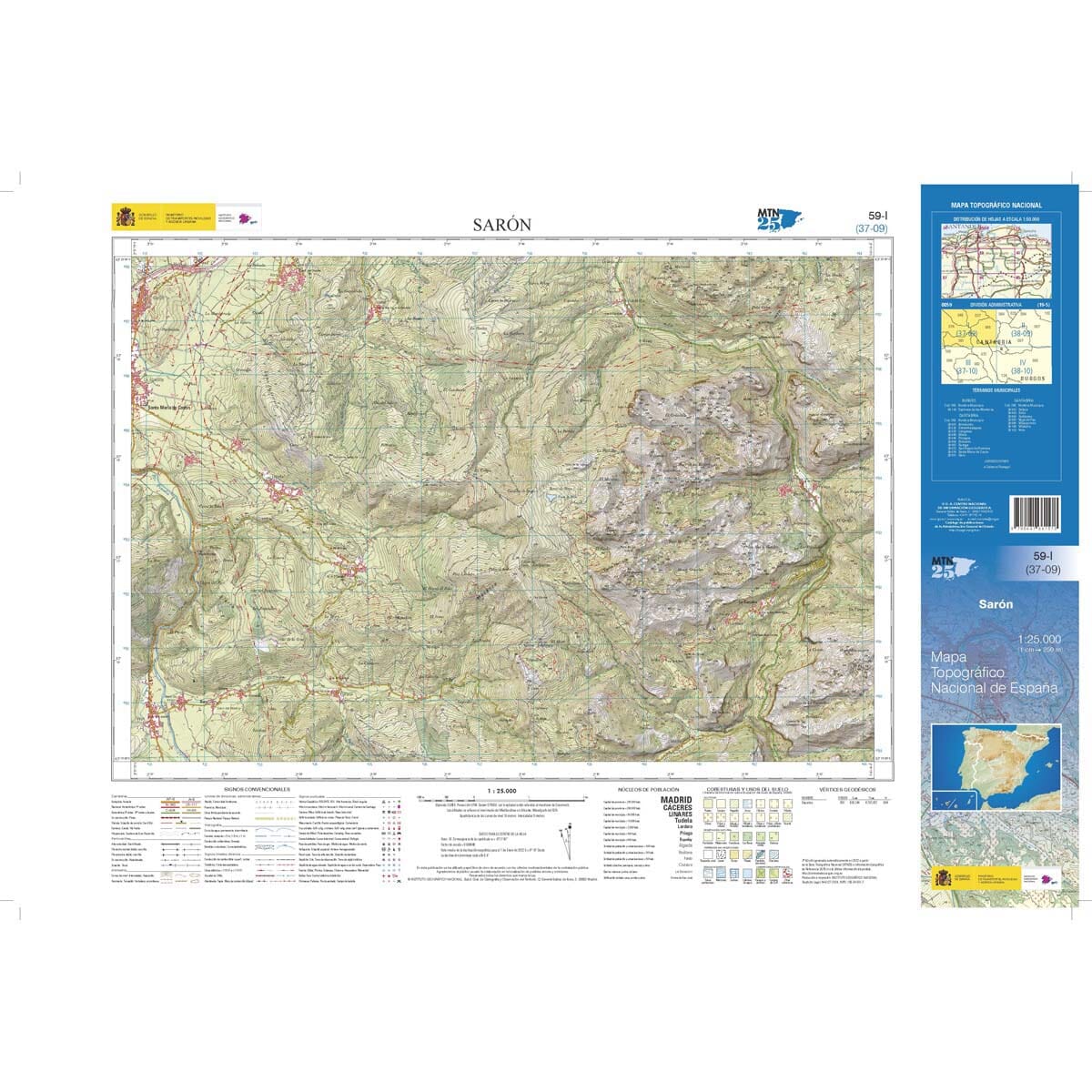 Carte topographique de l'Espagne n° 0059.1 - Sarón | CNIG - 1/25 000 carte de randonnée CNIG