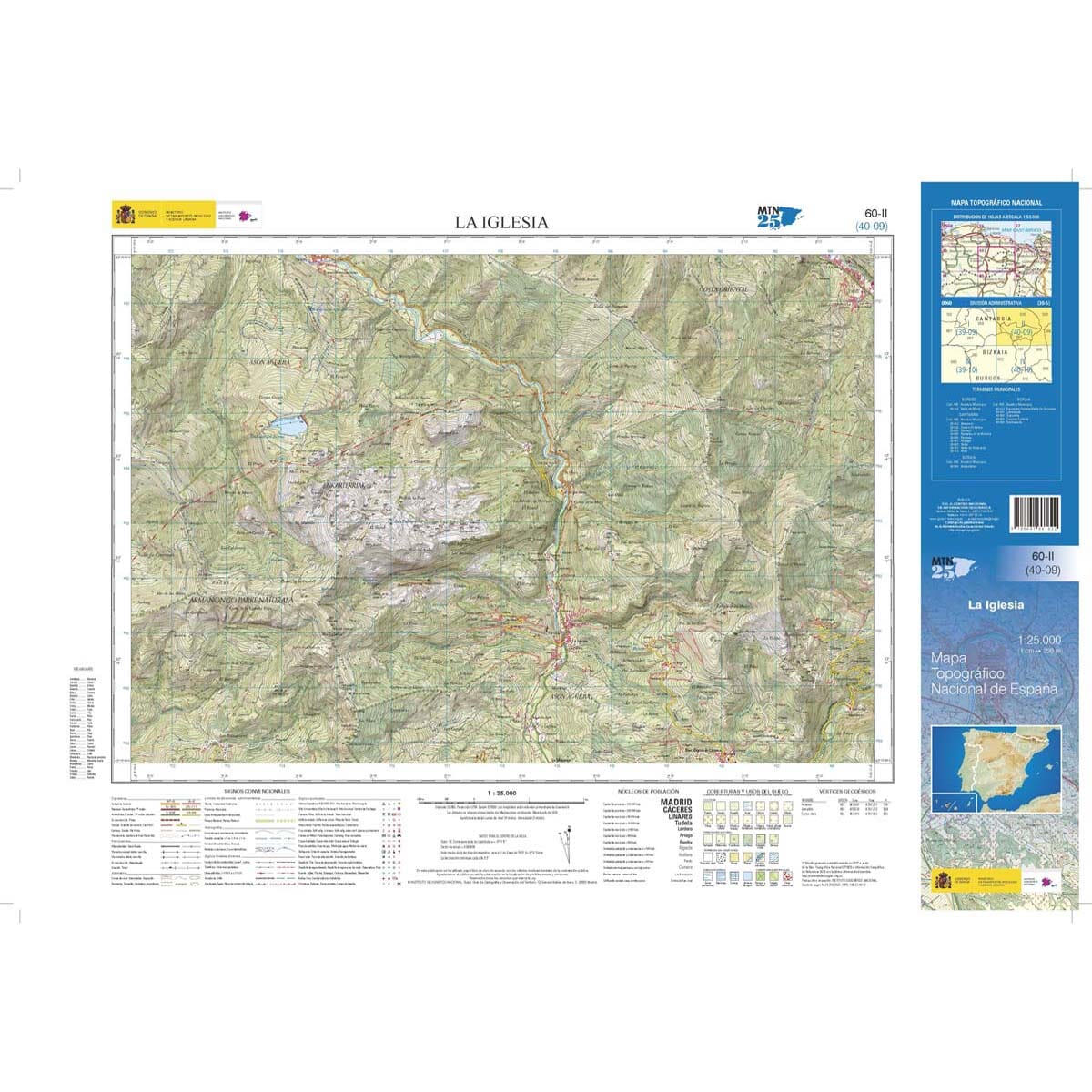 Carte topographique de l'Espagne n° 0060.2 - La Iglesia | CNIG - 1/25 000 carte de randonnée CNIG