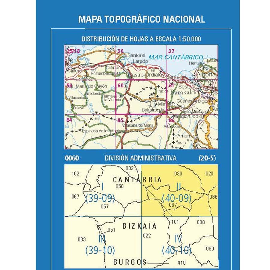 Carte topographique de l'Espagne n° 0060.2 - La Iglesia | CNIG - 1/25 000 carte de randonnée CNIG