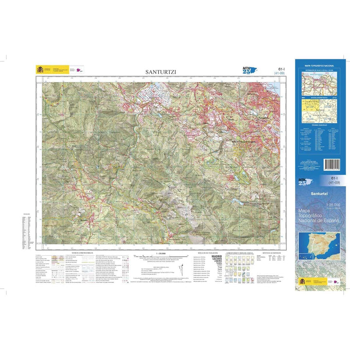 Carte topographique de l'Espagne n° 0061.1 - Santurtzi | CNIG - 1/25 000 carte de randonnée CNIG