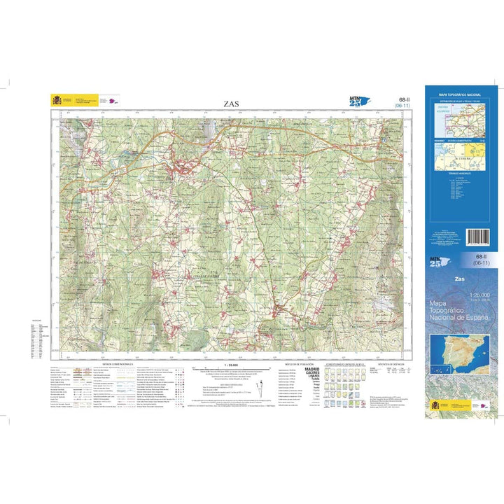 Carte topographique de l'Espagne n° 0068.2 - Zas | CNIG - 1/25 000 carte de randonnée CNIG
