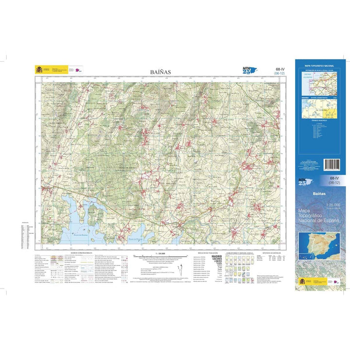 Carte topographique de l'Espagne n° 0068.4 - Baíñas | CNIG - 1/25 000 carte de randonnée CNIG