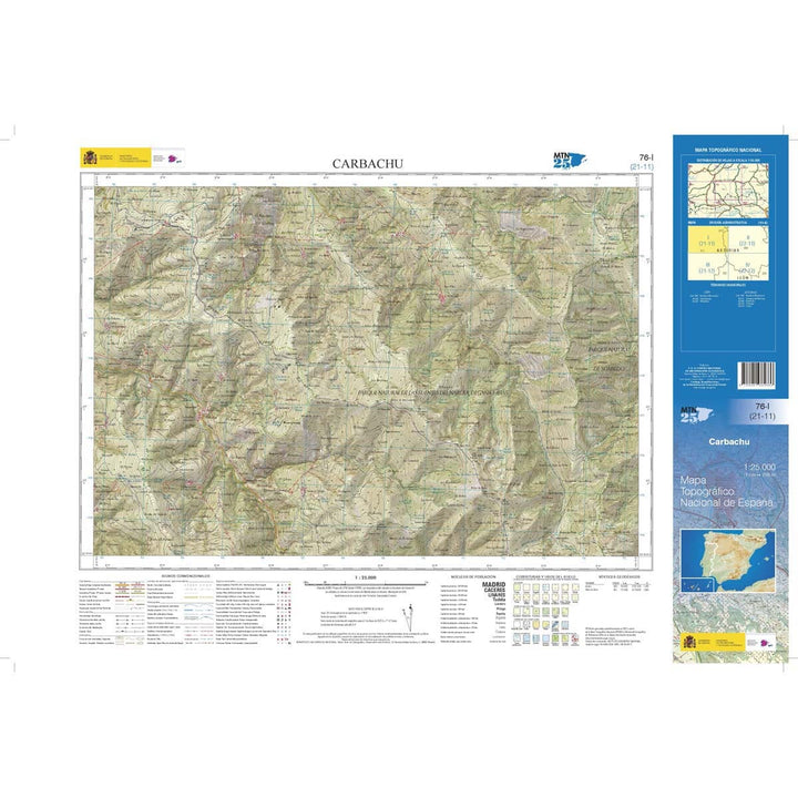 Carte topographique de l'Espagne n° 0076.1 - Carbachu | CNIG - 1/25 000 carte de randonnée CNIG