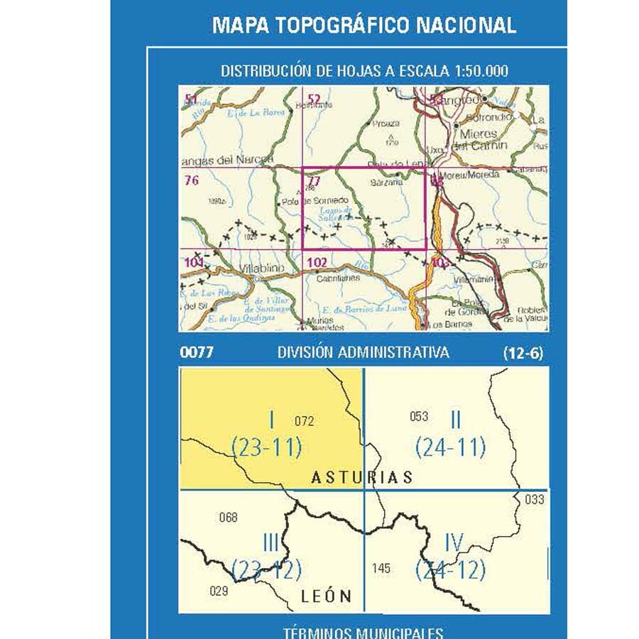 Carte topographique de l'Espagne n° 0077.1 - La Plaza | CNIG - 1/25 000 carte de randonnée CNIG