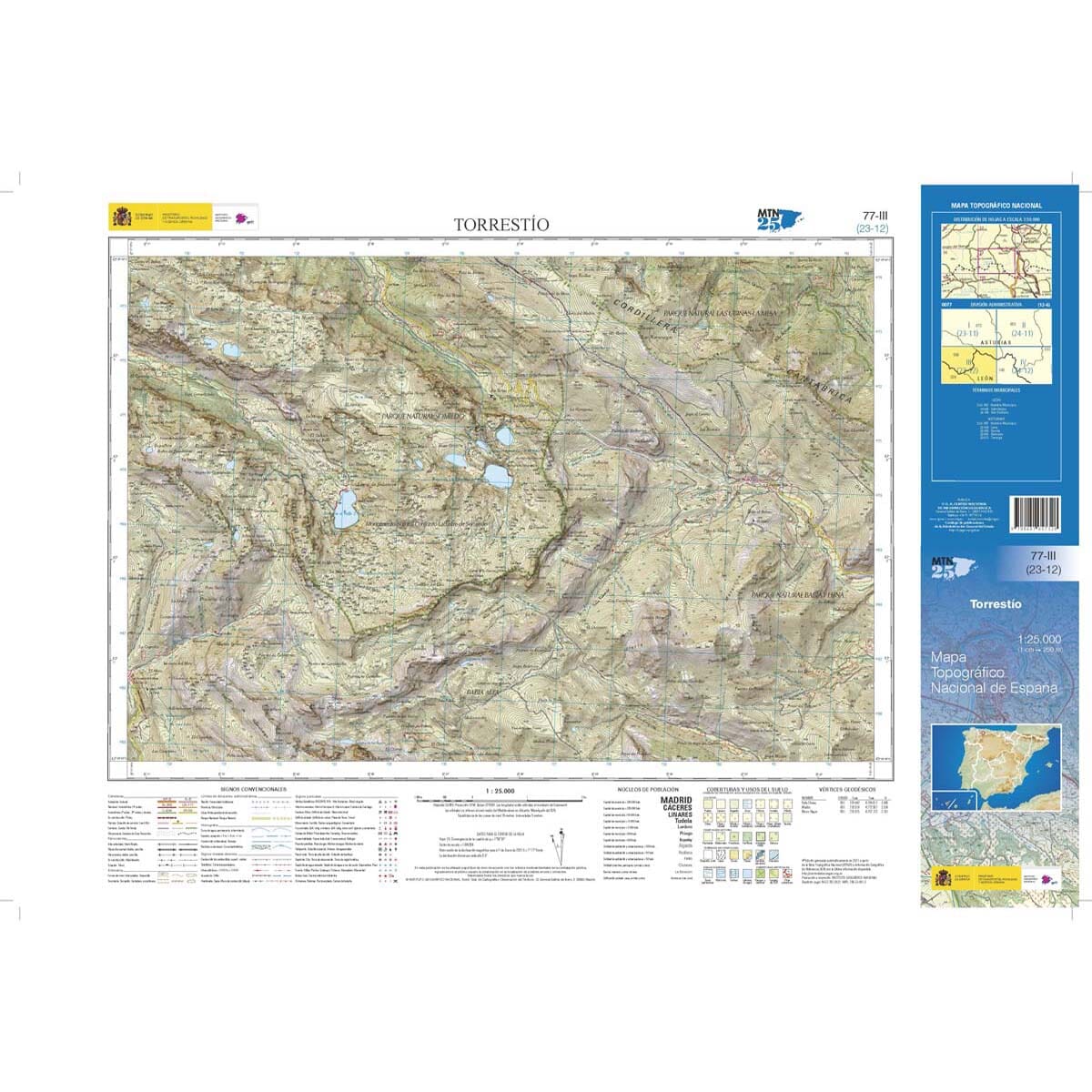 Carte topographique de l'Espagne n° 0077.3 - Torrestío | CNIG - 1/25 000 carte de randonnée CNIG