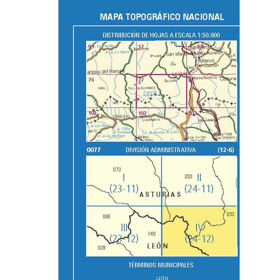 Carte topographique de l'Espagne n° 0077.4 - Torrebarrio | CNIG - 1/25 000 carte de randonnée CNIG