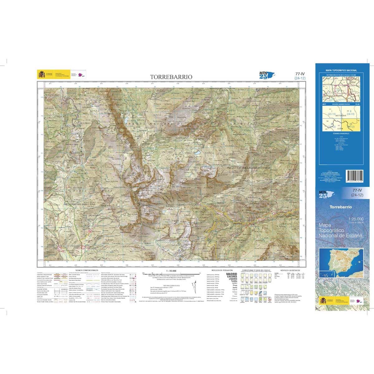 Carte topographique de l'Espagne n° 0077.4 - Torrebarrio | CNIG - 1/25 000 carte de randonnée CNIG