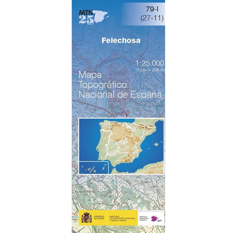 Carte topographique de l'Espagne n° 0079.1 - Felechosa | CNIG - 1/25 000 carte de randonnée CNIG