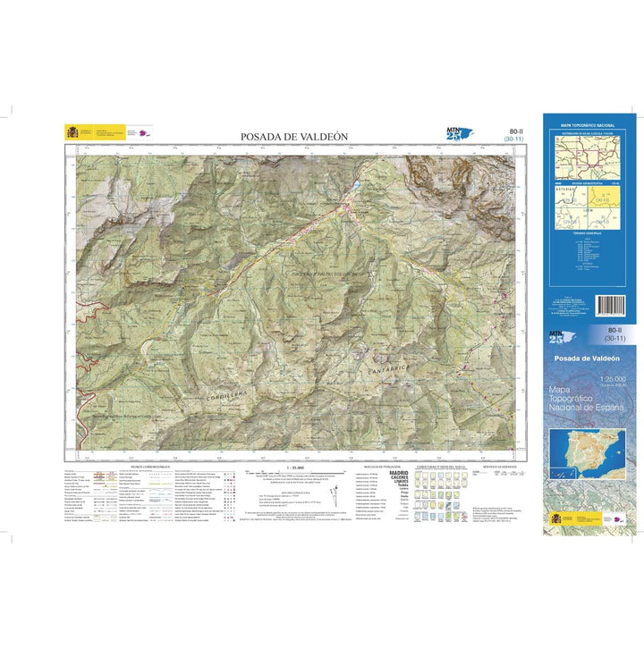 Carte topographique de l'Espagne n° 0080.2 - Posada de Valdeón | CNIG - 1/25 000 carte de randonnée CNIG