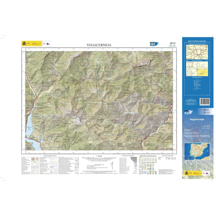 Carte topographique de l'Espagne n° 0080.4 - Vegacerneja | CNIG - 1/25 000 carte de randonnée CNIG