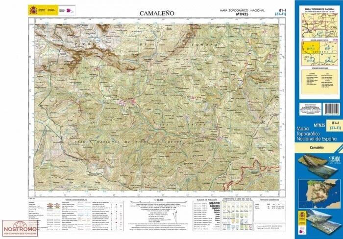 Carte topographique de l'Espagne n° 0081.1 - Camaleño | CNIG - 1/25 000 carte de randonnée CNIG 