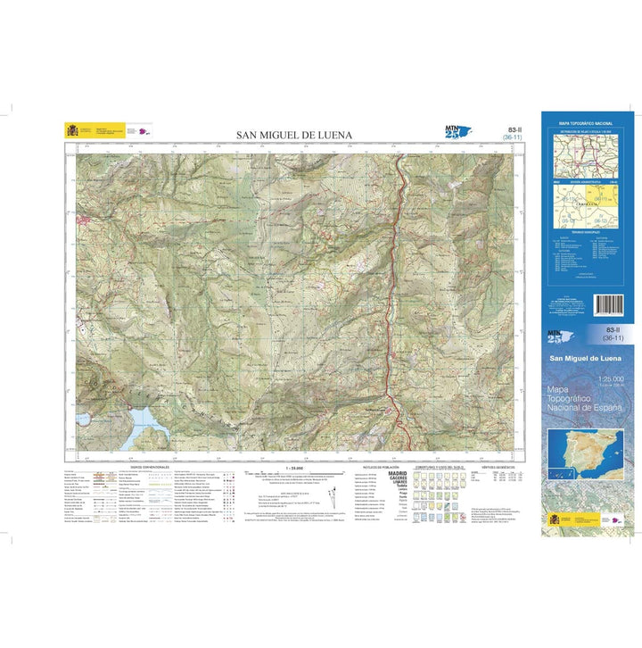 Carte topographique de l'Espagne n° 0083.2 - San Miguel de Luena | CNIG - 1/25 000 carte de randonnée CNIG