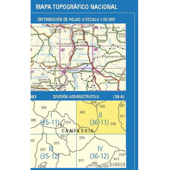 Carte topographique de l'Espagne n° 0083.2 - San Miguel de Luena | CNIG - 1/25 000 carte de randonnée CNIG