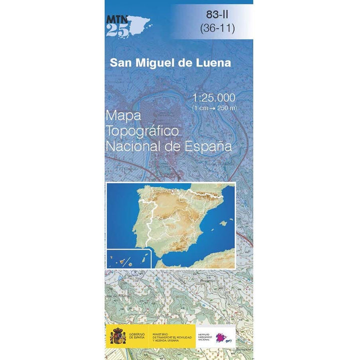 Carte topographique de l'Espagne n° 0083.2 - San Miguel de Luena | CNIG - 1/25 000 carte de randonnée CNIG