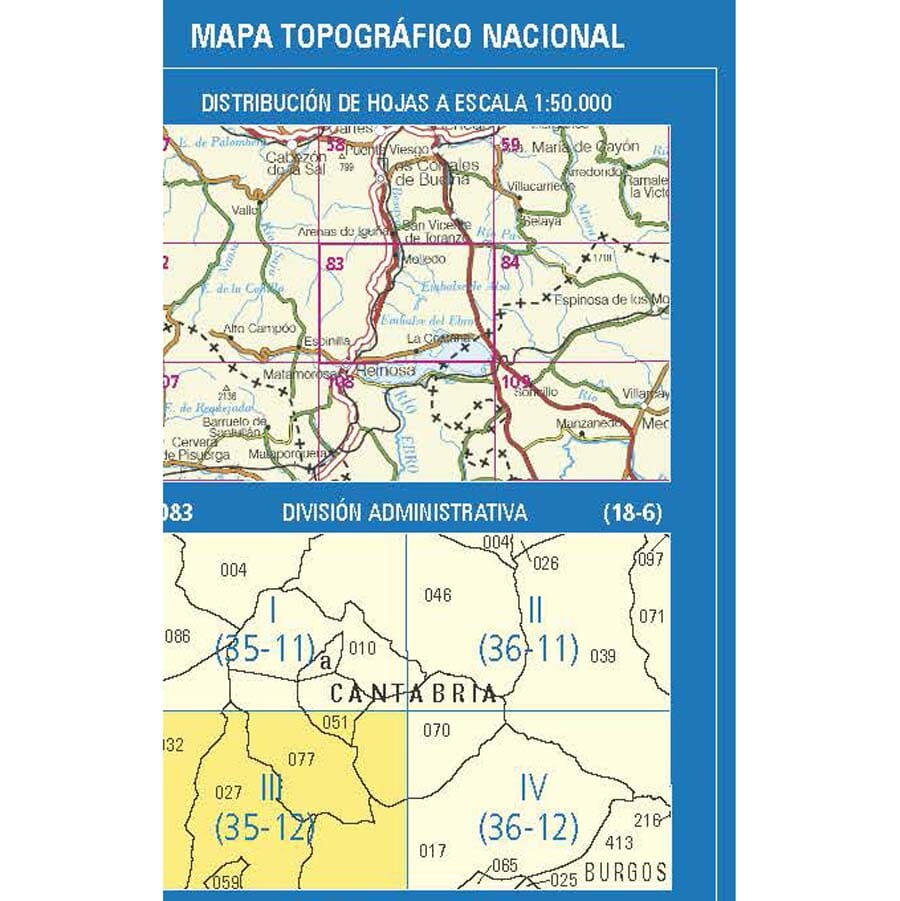 Carte topographique de l'Espagne n° 0083.3 - Reinosa | CNIG - 1/25 000 carte de randonnée CNIG