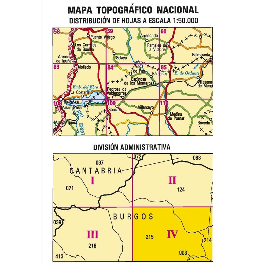 Carte topographique de l'Espagne n° 0084.4 - Espinosa de los Monteros | CNIG - 1/25 000 carte de randonnée CNIG