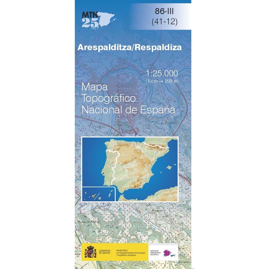 Carte topographique de l'Espagne n° 0086.3 - Arespalditza/Respaldiza | CNIG - 1/25 000 carte de randonnée CNIG