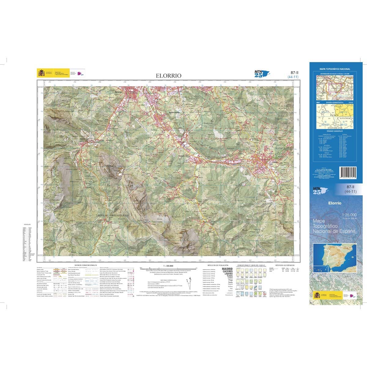 Carte topographique de l'Espagne n° 0087.2 - Elorrio | CNIG - 1/25 000 carte de randonnée CNIG