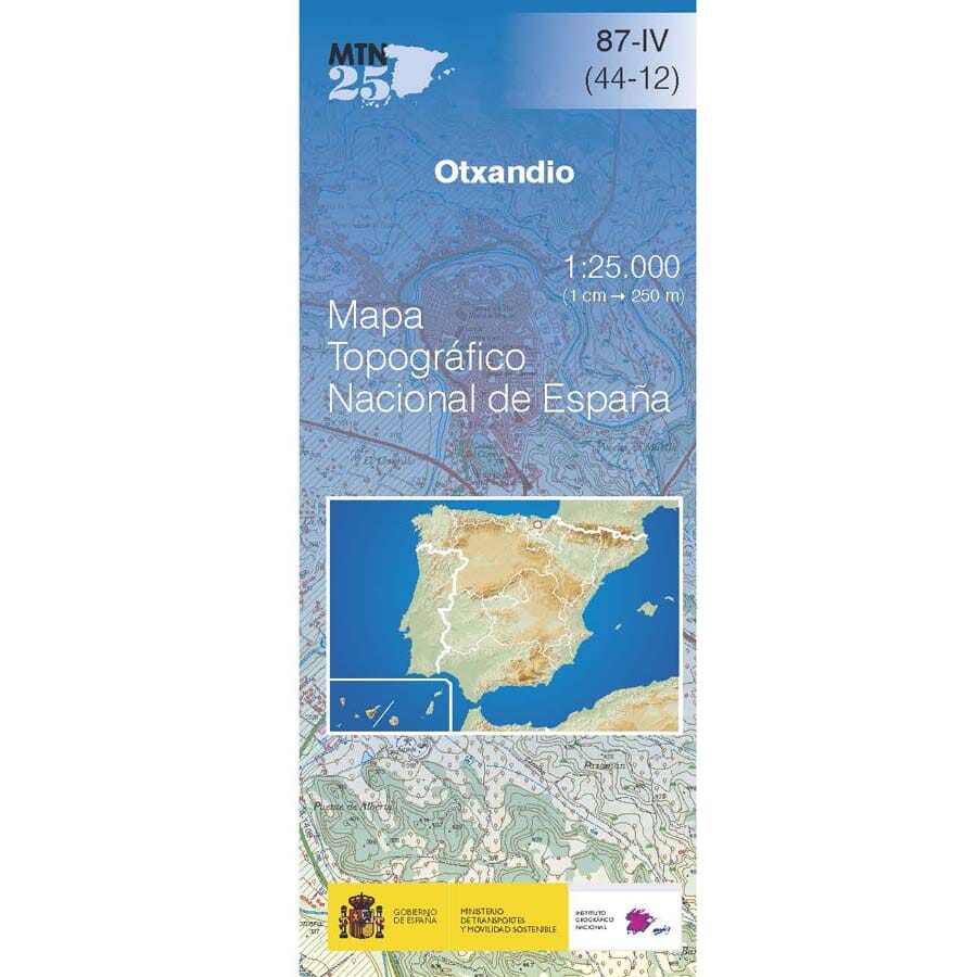 Carte topographique de l'Espagne n° 0087.4 - Otxandio | CNIG - 1/25 000 carte de randonnée CNIG