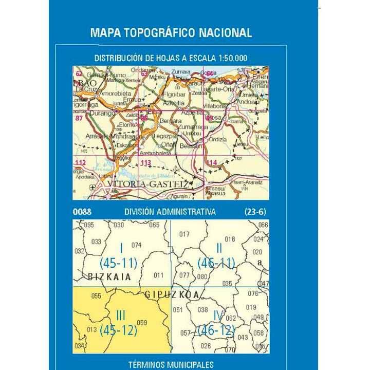 Carte topographique de l'Espagne n° 0088.3 - Arrasate / Mondragón | CNIG - 1/25 000 carte de randonnée CNIG
