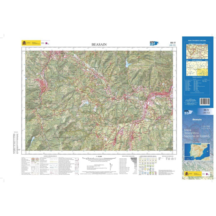 Carte topographique de l'Espagne n° 0088.4 - Beasain | CNIG - 1/25 000 carte de randonnée CNIG
