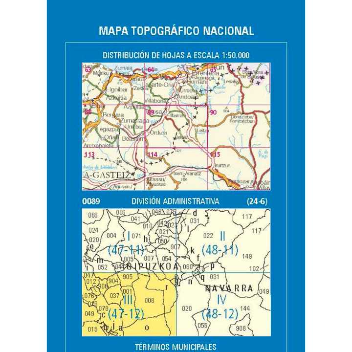 Carte topographique de l'Espagne n° 0089.3 - Ordizia | CNIG - 1/25 000 carte de randonnée CNIG