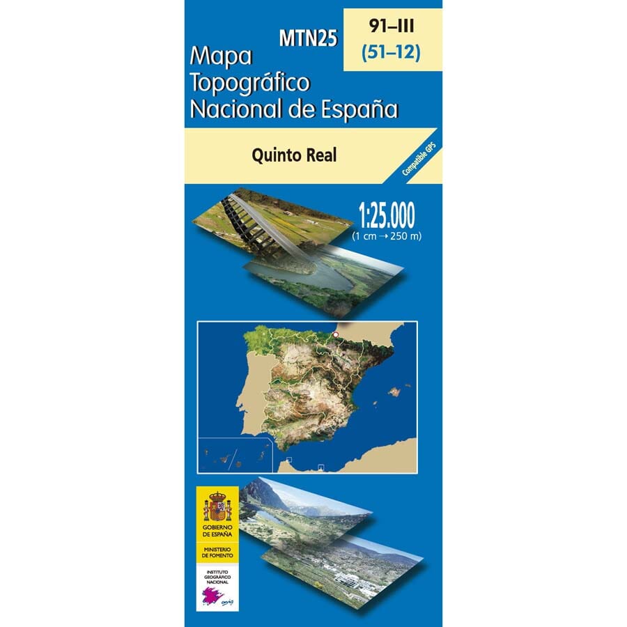 Carte topographique de l'Espagne n° 0091.3 - Quinto Real | CNIG - 1/25 000 carte de randonnée CNIG 