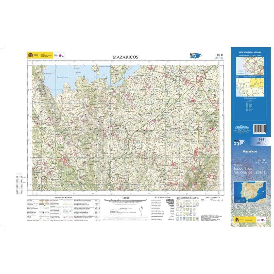 Carte topographique de l'Espagne n° 0093.2 - Mazaricos | CNIG - 1/25 000 carte pliée CNIG 