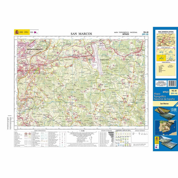 Carte topographique de l'Espagne n° 0095.3 - San Marcos | CNIG - 1/25 000 carte pliée CNIG 