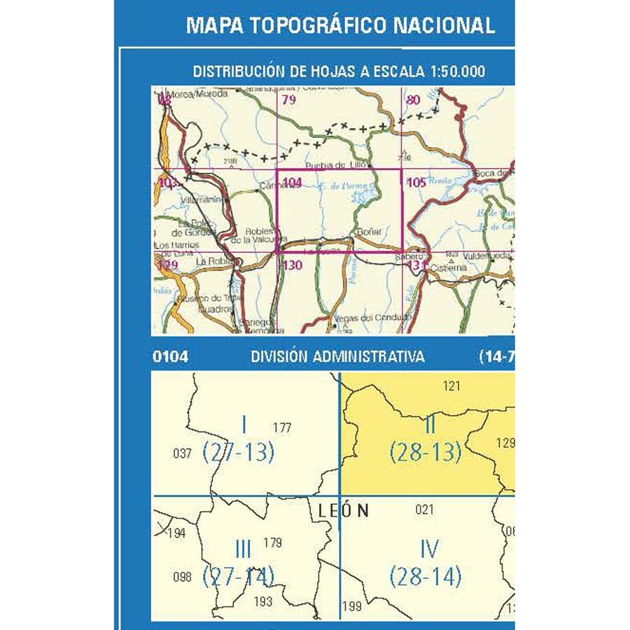 Carte topographique de l'Espagne n° 0104.2 - Reyero | CNIG - 1/25 000 carte de randonnée CNIG