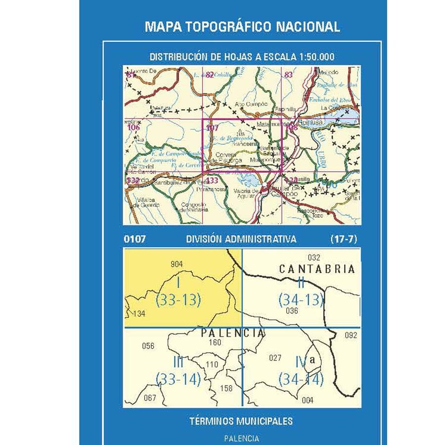 Carte topographique de l'Espagne n° 0107.1 - San Salvador de Cantamuda | CNIG - 1/25 000 carte de randonnée CNIG 