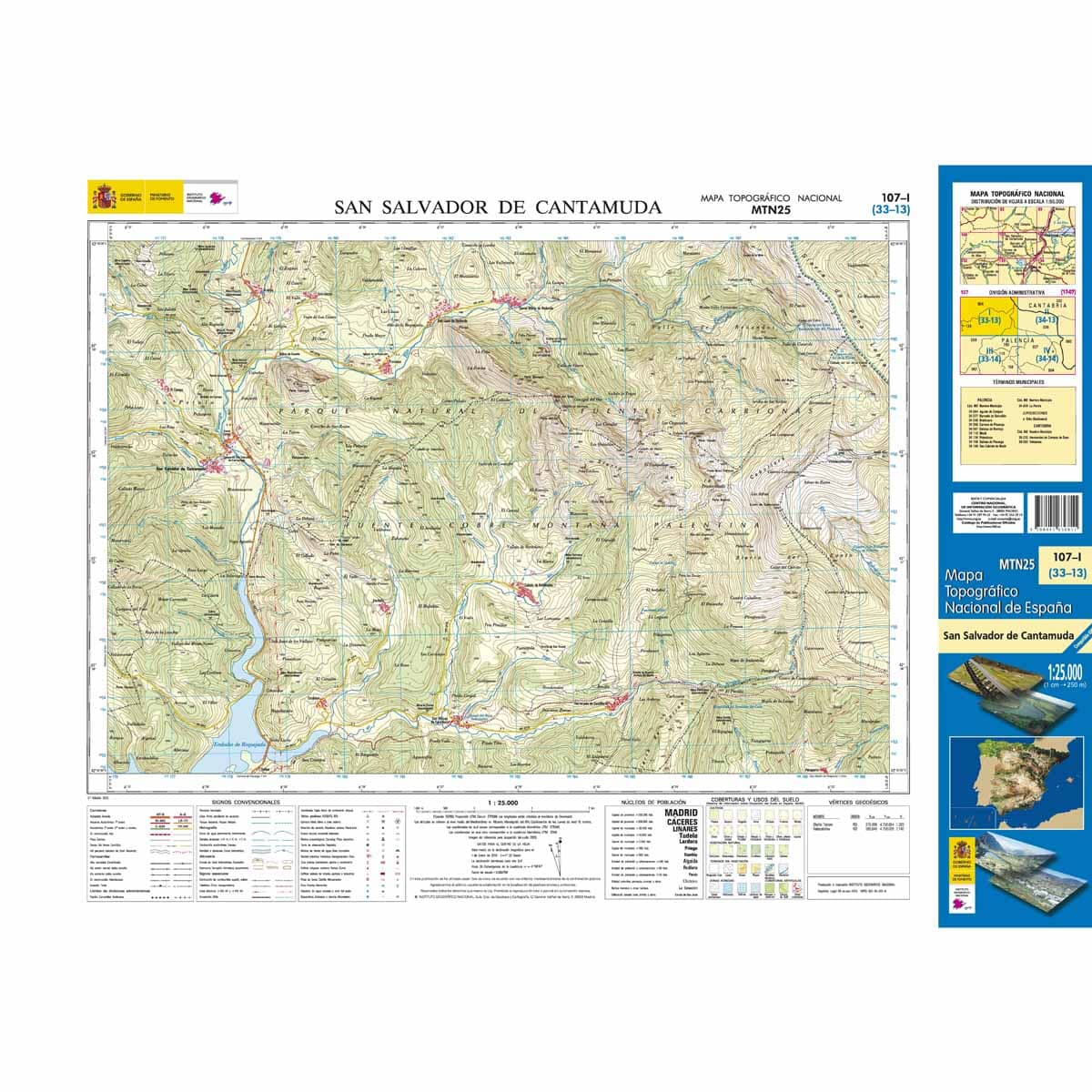 Carte topographique de l'Espagne n° 0107.1 - San Salvador de Cantamuda | CNIG - 1/25 000 carte de randonnée CNIG