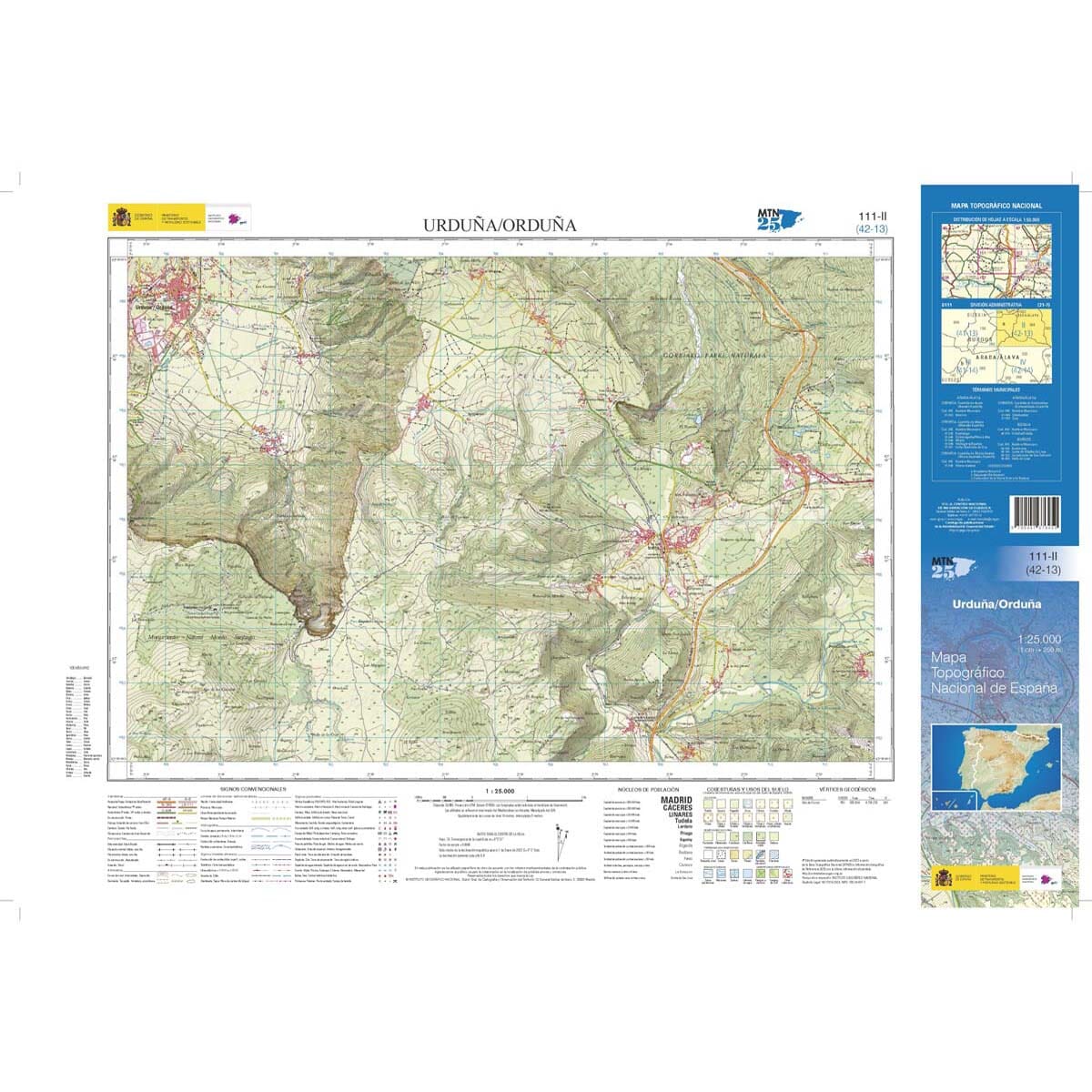 Carte topographique de l'Espagne n° 0111.2 - Orduña | CNIG - 1/25 000 carte de randonnée CNIG 