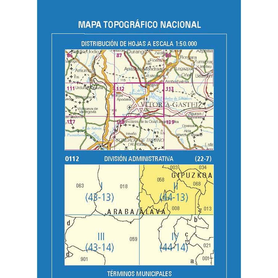 Carte topographique de l'Espagne n° 0112.2 - Legutiano | CNIG - 1/25 000 carte de randonnée CNIG 