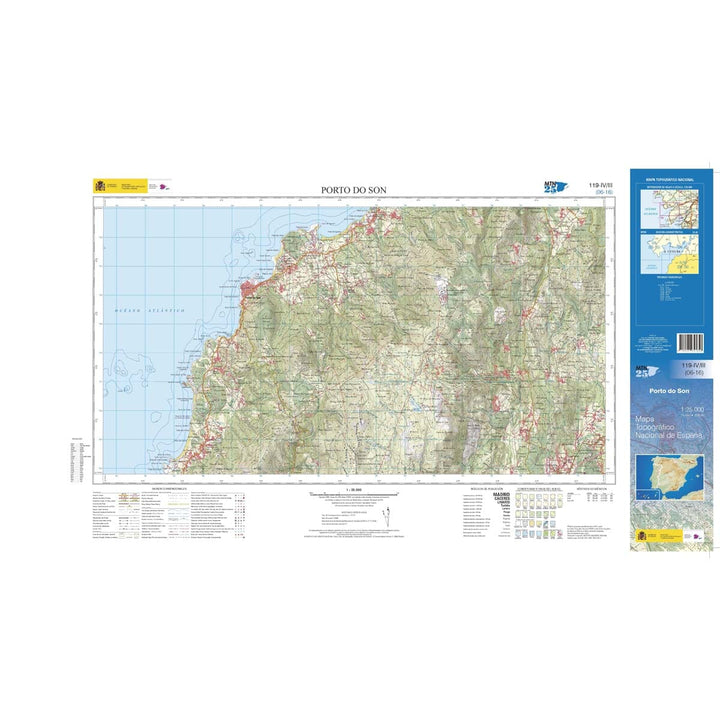 Carte topographique de l'Espagne n° 0119.4/3 - Porto do Son | CNIG - 1/25 000 carte de randonnée CNIG