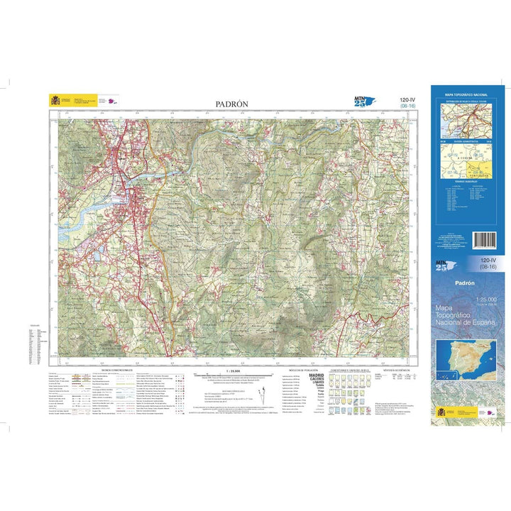 Carte topographique de l'Espagne n° 0120.4 - Padrón | CNIG - 1/25 000 carte de randonnée CNIG