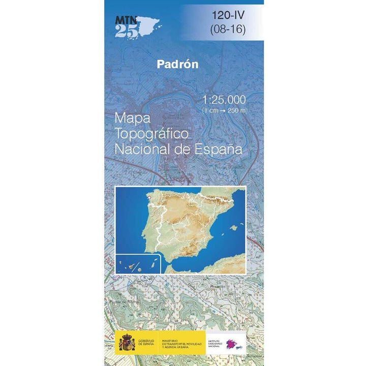 Carte topographique de l'Espagne n° 0120.4 - Padrón | CNIG - 1/25 000 carte de randonnée CNIG