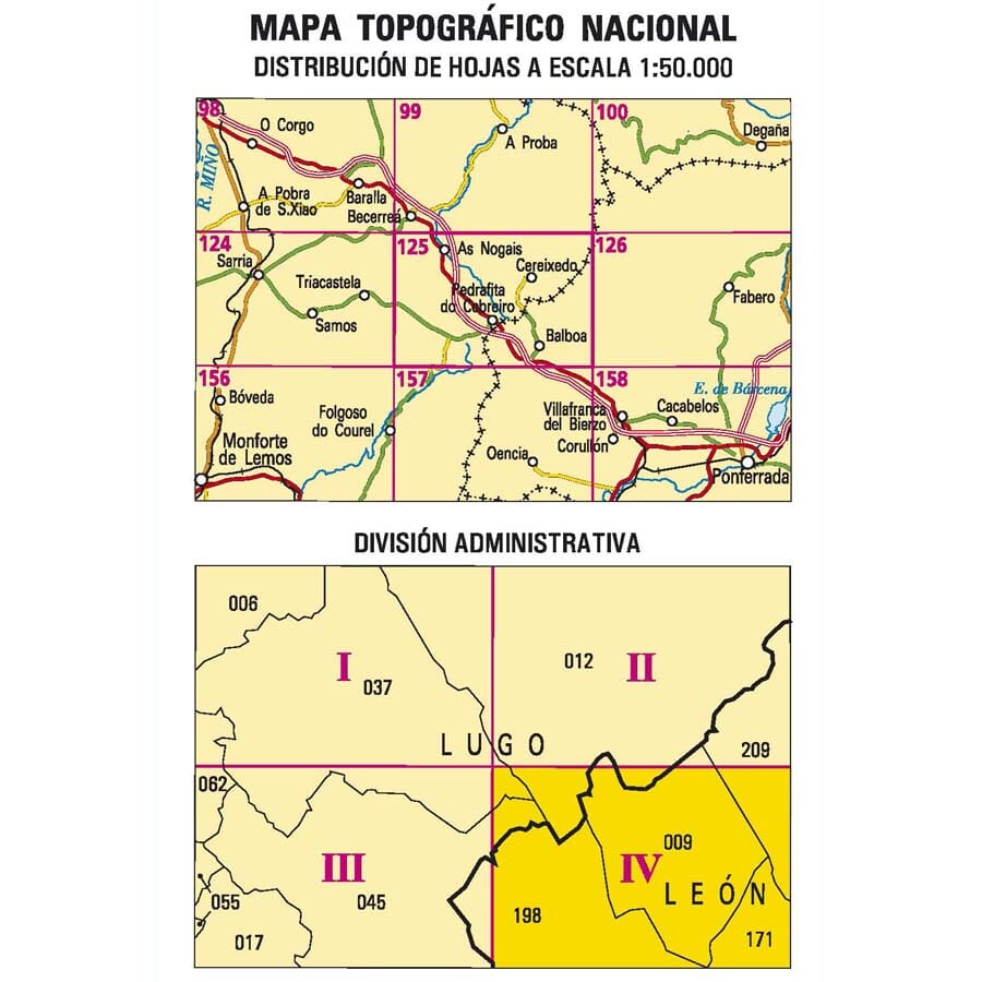Carte topographique de l'Espagne n° 0125.4 - Balboa | CNIG - 1/25 000 carte de randonnée CNIG