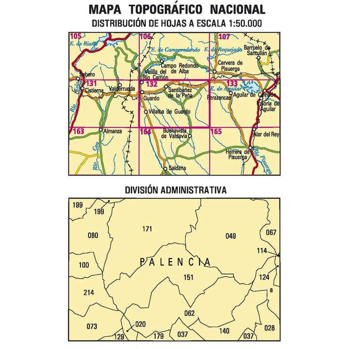 Carte topographique de l'Espagne n° 0132 - Guardo | CNIG - 1/50 000 carte pliée CNIG 