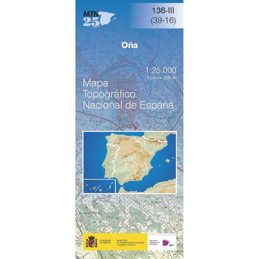 Carte topographique de l'Espagne n° 0136.3 - Oña | CNIG - 1/25 000 carte de randonnée CNIG