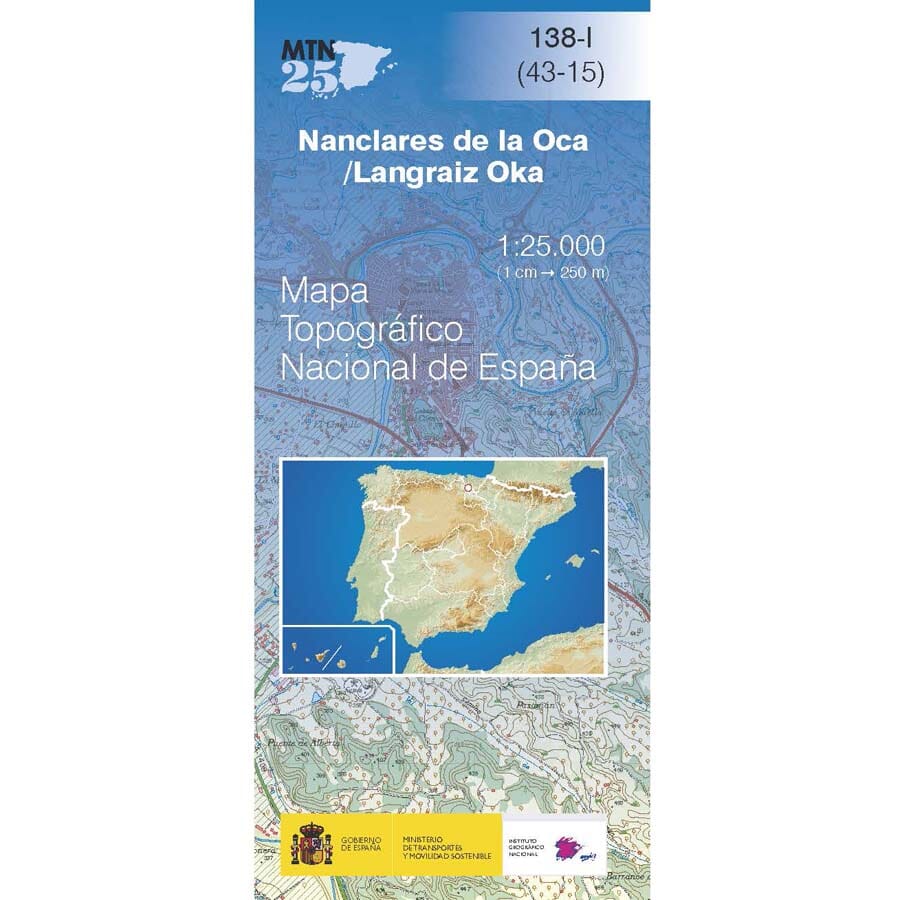 Carte topographique de l'Espagne n° 0138.1 - Nanclares de la Oca/Langraiz Oka | CNIG - 1/25 000 carte de randonnée CNIG Default Title