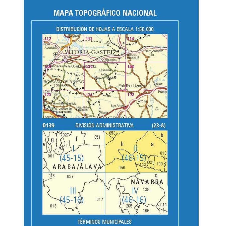 Carte topographique de l'Espagne n° 0139.2 - Eulate | CNIG - 1/25 000 carte de randonnée CNIG