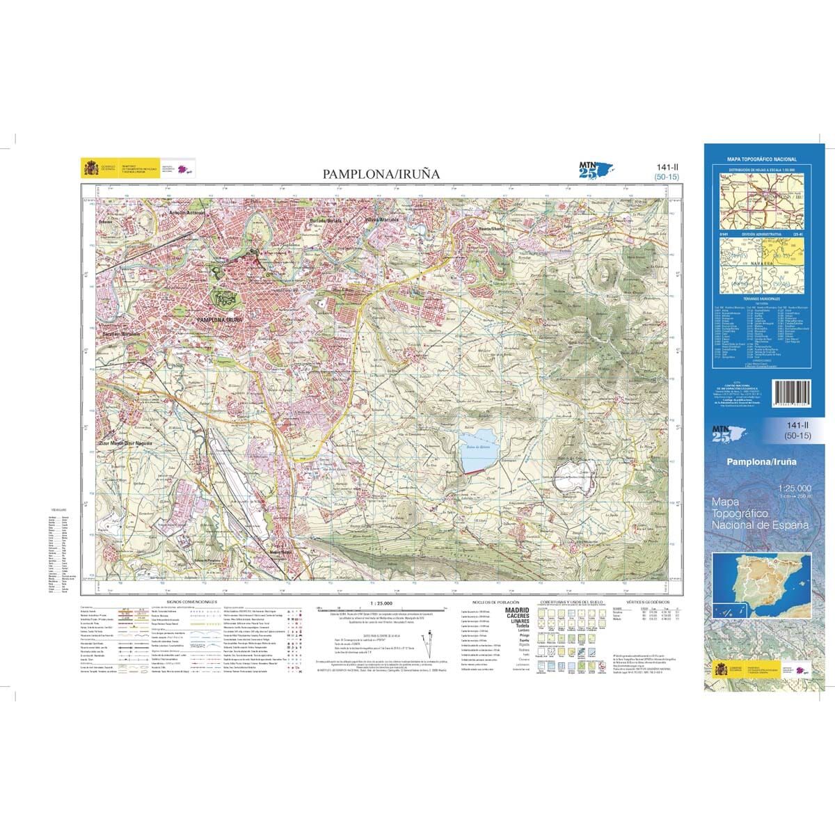 Carte topographique de l'Espagne n° 0141.2 - Pamplona/Iruña | CNIG - 1/25 000 carte de randonnée CNIG
