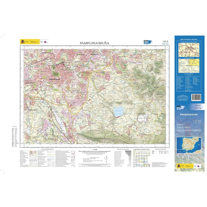 Carte topographique de l'Espagne n° 0141.2 - Pamplona/Iruña | CNIG - 1/25 000 carte de randonnée CNIG